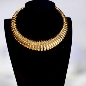 Vintage Gold Tone Coil Collar Choker Necklace